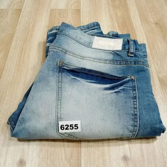 MacKeen Jeans Mk‎ 200 ORT Mens 36x33 Blue Distressed Denim Button Fly Stretch